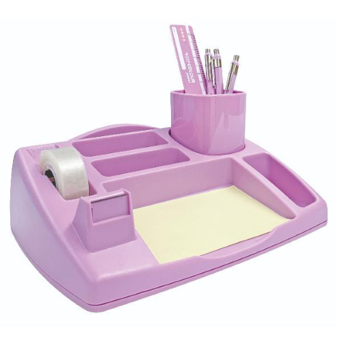ARDA DESK ORGANIZER DA SCRIVANIA IN PLASTICA 238 X 198 X 80 mm PORTAPENNE ESTRIBILE CON NASTRO ADESIVO LILLA PASTELLO